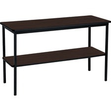 Iceberg Utility Table - Walnut Laminate Rectangle Top - Powder Coated Black Base - 48" Table Top Length x 18" Table Top Width x 0.75" Table Top Thickness - 30" Height - Assembly Required