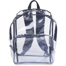 Tatco Carrying Case (Backpack) Notebook - Clear, Black - Vinyl Body - Shoulder Strap - 17.5" Height x 14.3" Width x 5.5" Depth - 1 Each