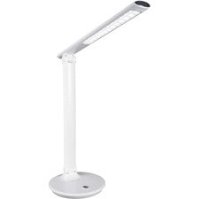 OttLite Emerge LED Desk Lamp with Sanitizing - 11" Height - 3.6" Width - LED Bulb - Leather, Chrome - USB Charging, Foldable, Sanitizing - Desk Mountable - White - for Furniture, Desk