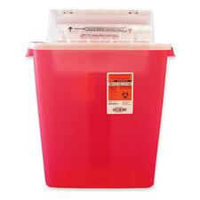 Sharpstar Covidien Transparent Containers - 3 gal Capacity - 16.5" Height x 13.8" Width x 6" Depth - Red - 1 Each
