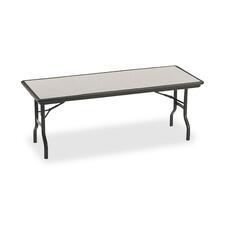 Iceberg IndestrucTable Folding Table - Rectangle Top - 30" Table Top Length x 72" Table Top Width - 29" Height - Black, Granite, Powder Coated - Polyethylene, Resinite
