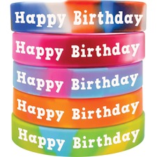 Teacher Created Resources Happy Birthday Wristbands - 10 / Set - Multi - Silicone