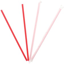 Banyan Giant Red Straws - Wrapped - 10.3" Length - 1200 / Carton - Red