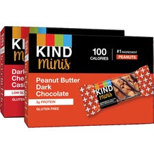 KIND Minis Snack Bar Variety Pack - Trans Fat Free, No Artificial Sweeteners, Gluten-free, Low Sodium, Low Glycemic - Peanut Butter Dark Chocolate, Dark Chocolate Cherry Cashew - 0.71 oz - 20 / Box