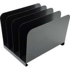 Huron Vertical Desk Organizer - 4 Compartment(s) - 7.8" Height x 11" Width x 11" Depth - Durable - Black - Steel - 1 Each