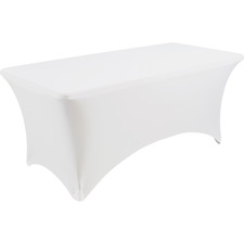 Iceberg Stretch Fabric Table Cover - 72" Length x 30" Width - Polyester, Spandex - White - 1 Each