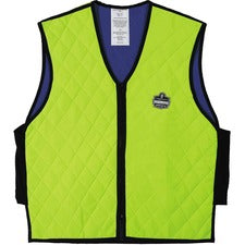 Ergodyne Chill-Its Evaporative Cooling Vest - Comfortable, High Visibility, Ventilation, Stretchable, Water Repellent, Lightweight, Durable, Washable, Reusable, Zipper Closure - Large Size - Polymer, Nylon - Lime - 1 Each