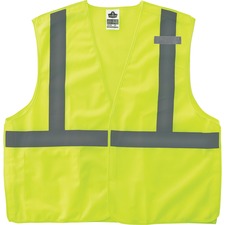 GloWear Lime Econo Breakaway Vest - Reflective, Machine Washable, Lightweight, Hook & Loop Closure, Pocket - Small/Medium Size - Lime - 1 Each