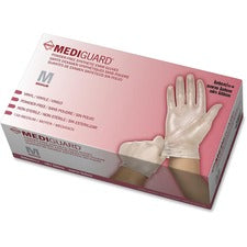 Medline MediGuard Vinyl Non-sterile Exam Gloves - Medium Size - For Right/Left Hand - Clear - Powder-free, Latex-free, Durable, Beaded Cuff - For Multipurpose, Laboratory Application - 150 / Box