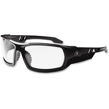 Ergodyne Skullerz Odin Clear Lens Safety Glasses - Durable, Flexible, Non-slip, Scratch Resistant, Anti-fog - Ultraviolet Protection - Black - 1 Each