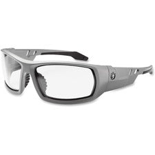Ergodyne Clear Lens/Gray Frame Safety Glasses - Durable, Flexible, Non-slip, Scratch Resistant, Anti-fog, Perspiration Resistant, Comfortable - Ultraviolet Protection - 1 Each