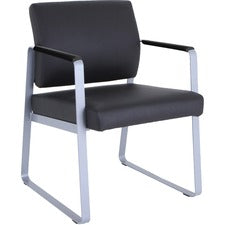 Lorell Healthcare Seating Guest Chair - Silver Powder Coated Steel Frame - Black - Vinyl - 1 / Each