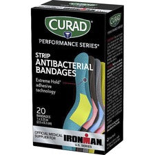 Curad Strip Antibacterial Ironman Bandages - 1" x 3.25" - 1/Box - 20 Per Box - Multi - Fabric