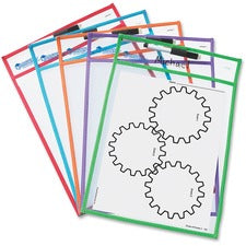 Learning Resources Write-and-wipe Pockets - White Surface - Portable - 5 / Set