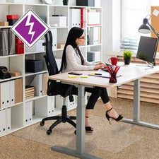 Computex Standard Lip Anti-static Chairmat - Carpeted Floor, Carpet, Electrical Equipment - 48" Length x 36" Width x 0.10" Thickness - Lip Size 10" Length x 20" Width - Rectangle - Polyvinyl Chloride (PVC) - Clear