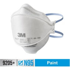 3M Aura N95 Particulate Respirator 9205 - Recommended for: Face - Lightweight, Soft, Comfortable, Adjustable Nose Clip, Disposable, Advanced Electret Media - Adult Size - Airborne Particle, Dust, Contaminant, Fog Protection - White - 10 / Pack
