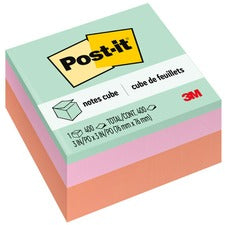 Post-it&reg; Super Sticky Notes Cubes - 3" x 3" - Square - 400 Sheets per Pad - Multicolor - Sticky, Adhesive - 1 Pack