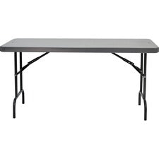 Iceberg IndestrucTable Commercial Folding Table - Charcoal Rectangle Top - Powder Coated Gray Round Leg Base - 60" Table Top Length x 30" Table Top Width x 2" Table Top Thickness - High-density Polyethylene (HDPE) Top Material