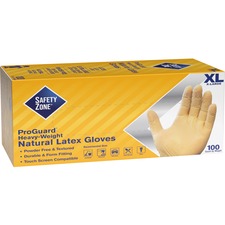 Safety Zone Powder Free Natural Latex Gloves - Polymer Coating - X-Large Size - Natural - Allergen-free, Silicone-free, Powder-free - 9.65" Glove Length