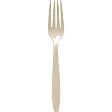 Solo Extra Heavyweight Cutlery - 1000/Carton - Fork - 1 x Fork - Breakroom - Disposable - Textured - Polystyrene - Champagne