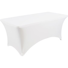 Iceberg Stretch Fabric Table Cover - 96" Length x 30" Width - Polyester, Spandex - White - 1 Each