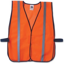 GloWear Orange Standard Vest - High Visibility, Comfortable, Machine Washable, Reusable, Breathable, Hook & Loop Closure, Reflective - Fabric - Orange - 1 Each