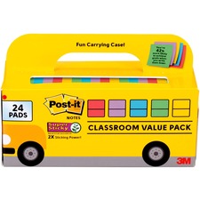 Post-it&reg; Super Sticky Notes Bus Cabinet Pack - 3" x 3" - Square - 65 Sheets per Pad - Iris, Electric Blue, Evergreen, Yellow, Candy Red - Sticky, Recyclable, Adhesive, Reusable - 24 / Pack