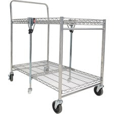 Bostitch Stow-Away Utility Cart - 2 Shelf - 250 lb Capacity - 4 Casters - x 35" Width x 37.3" Depth x 22" Height - Chrome - 1 Each