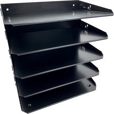 Huron Horizontal Slots Desk Organizer - 5 Compartment(s) - 12" Height x 8.8" Width x 12" Depth - Durable - Black - Steel - 1 Each