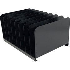Huron Vertical Desk Organizer - 8 Compartment(s) - 7.8" Height x 11" Width x 15" Depth - Durable - Black - Steel - 1 Each