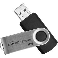 Compucessory 4GB USB 2.0 Flash Drive - 4 GB - USB 2.0 - 12 MB/s Read Speed - 5 MB/s Write Speed - Aluminum - 1 Year Warranty - 1 Each