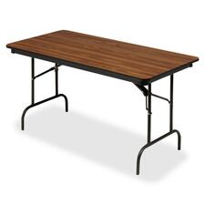 Iceberg Premium Wood Laminate Folding Table - Melamine Rectangle Top - 72" Table Top Length x 30" Table Top Width x 0.75" Table Top Thickness - 29" Height - Oak