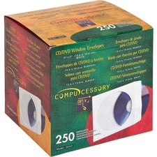 Compucessory CD/DVD White Window Envelopes - CD/DVD - 5" Width x 5" Length - 250 / Box - White