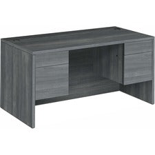 HON 10500 H10573 Pedestal Desk - 60" x 30" x 29.5" - 4 x Box, File Drawer(s) - Double Pedestal - Finish: Sterling Ash