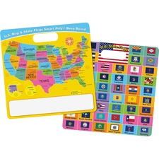 Ashley U.S. Map/Flags Smart Poly Busy Board - 10.8" (0.9 ft) Width x 10.8" (0.9 ft) Height - Poly-coated Cardboard Surface - Square - 1 Each