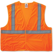 GloWear Orange Econo Breakaway Vest - Reflective, Machine Washable, Lightweight, Hook & Loop Closure, Pocket - 2-Xtra Large/3-Xtra Large Size - Orange - 1 Each