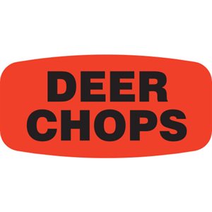 Label - Deer Chops Black On Red Short Oval 1000/Roll