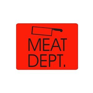 Label - Meat Dept. Black On Red 1.5x2.0 In. 1M/Roll