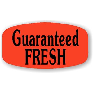 Label - Guaranteed Fresh Black On Red Short Oval 1000/Roll