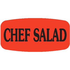 Label - Chef Salad Black On Red Short Oval 1000/Roll