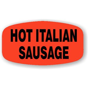 Label - Hot Italian Sausage Black On Red Short Oval 1000/Roll