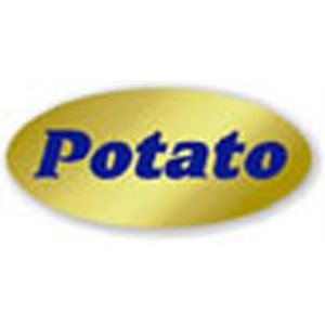 Label - Potato Blue On Gold 0.875x1.9 In. Oval 500/Roll