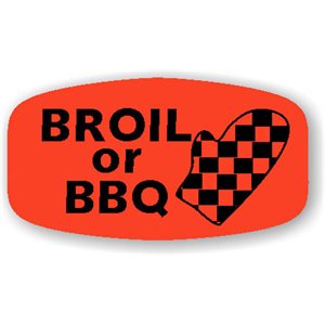 Label - Broil Or B-B-Q Black On Red Short Oval 1000/Roll