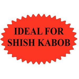 Label - Ideal For Shish Kabob Black On Red 1.5x2.25 In. Burst 500/Roll