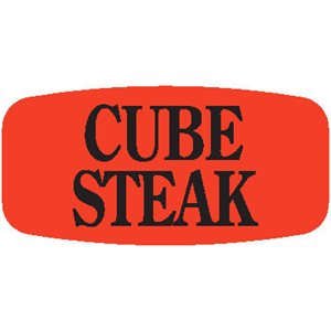 Label - Cube Steak Black On Red Short Oval 1000/Roll