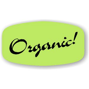 Label - Organic! Black On Green Short Oval 1000/Roll