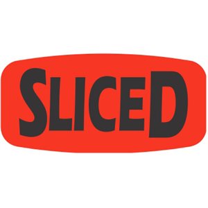 Label - Sliced Black On Red Short Oval 1000/Roll