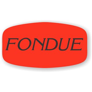 Label - Fondue Black On Red Short Oval 1000/Roll