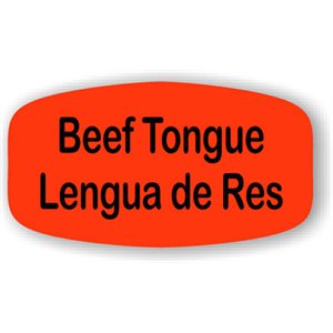 Label - Beef Tongue/Lengua De Res Black On Red Short Oval 1000/Roll