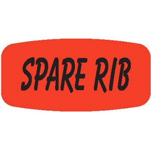 Label - Spare Rib Black On Red Short Oval 1000/Roll